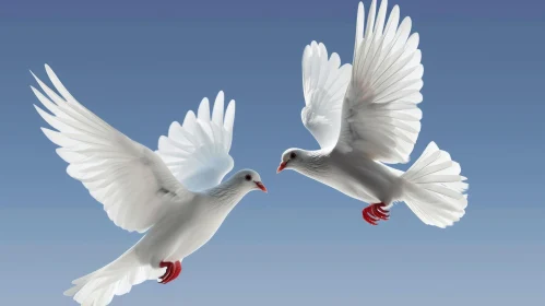 Graceful White Doves in Flight - Symbol of Love and Peace