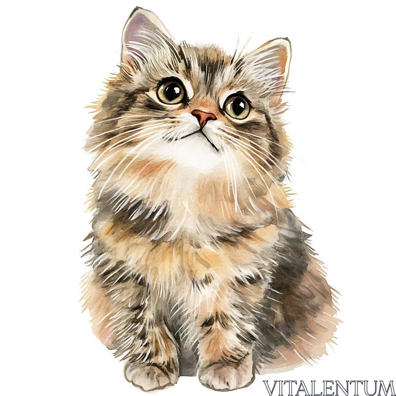 AI ART Cute Kitten Art in Watercolor