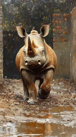 Rhinoceros in Artistic Brushstrokes