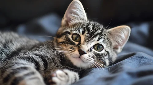 Charming Young Tabby Kitten Resting