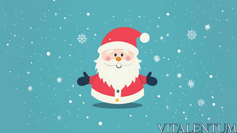 Christmas Cartoon Santa with Snowflakes AI Image