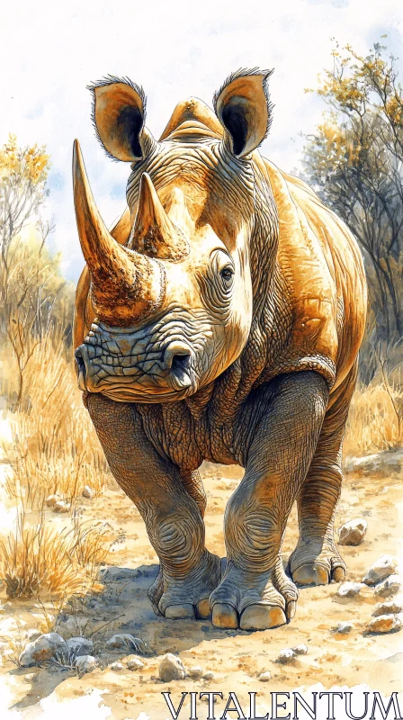 AI ART Rhinoceros in Natural Habitat