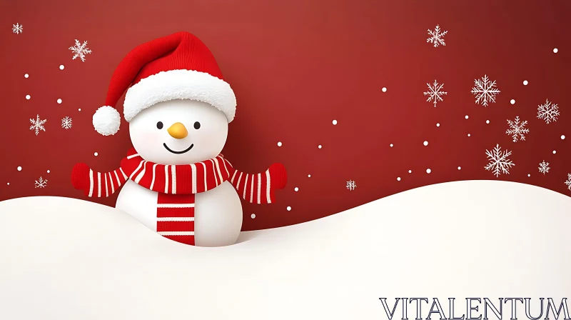 AI ART Festive Snowman in a Red and White Wonderland