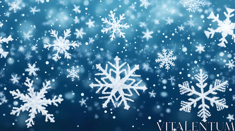 AI ART Beautiful Winter Snowflakes in Blue