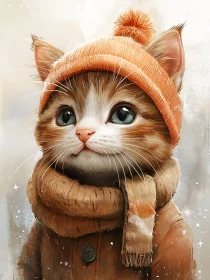 Cute Kitten Dressed for Winter