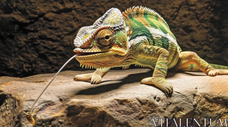 Captivating Chameleon on Rock: A Nature's Masterpiece AI Image