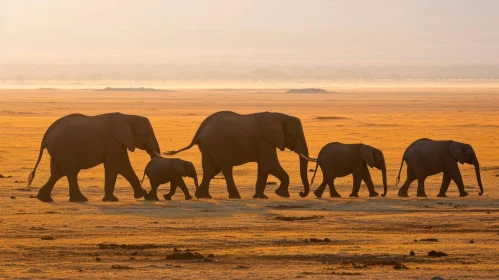 Captivating Image of African Elephants in Serene Grassland
