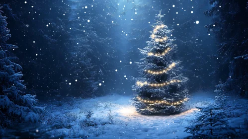 Magical Christmas Night in Snowy Woods