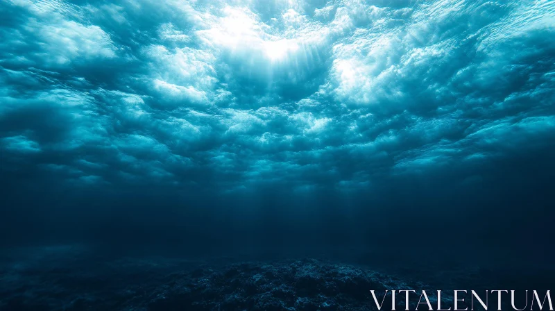 Ethereal Ocean Depths Illuminated by Sun Beams AI Image