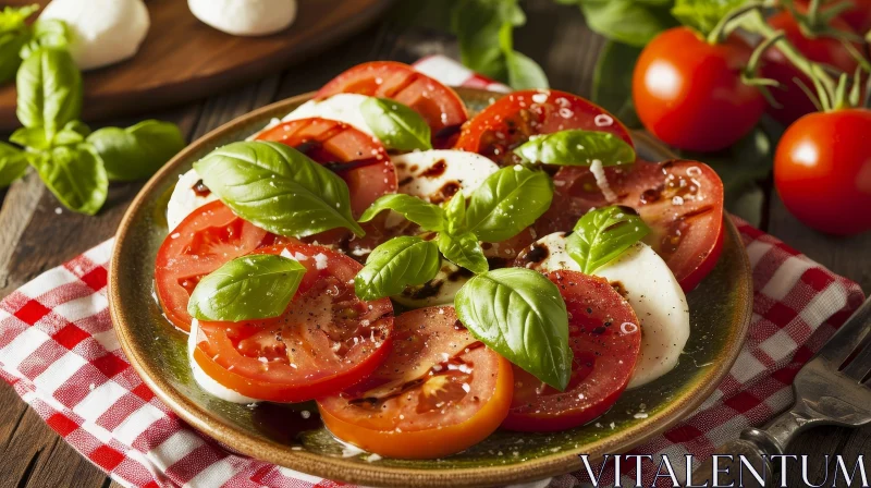 Delicious Caprese Salad with Heirloom Tomatoes and Mozzarella AI Image