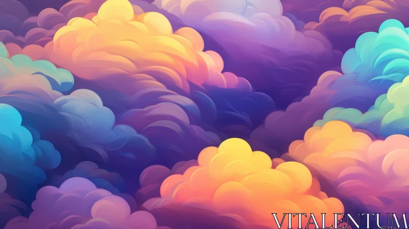 Tranquil Clouds Abstract Painting AI Image