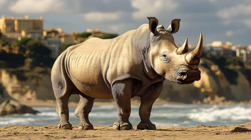 Majestic Rhinoceros at the Coastline