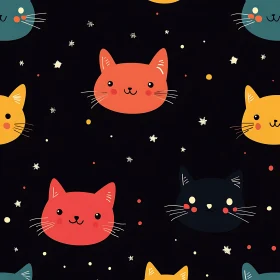 Colorful Cat Faces Illustration