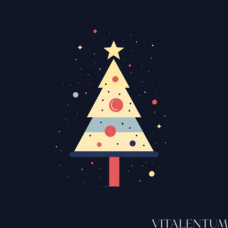 Abstract Geometric Holiday Tree on Dark Background AI Image