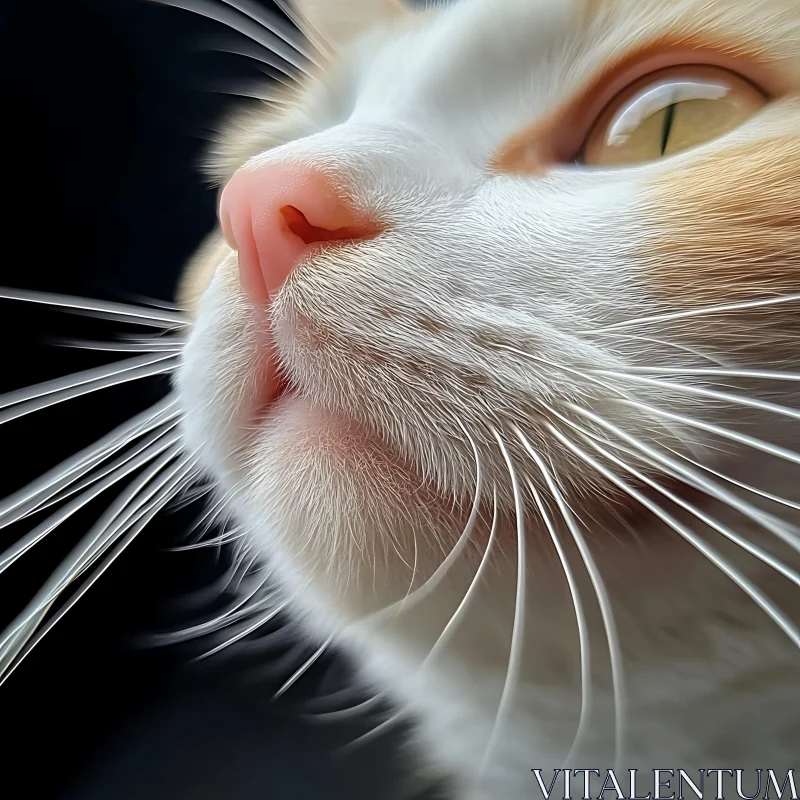 Detailed View of Cat's Whiskers and Nose AI Image