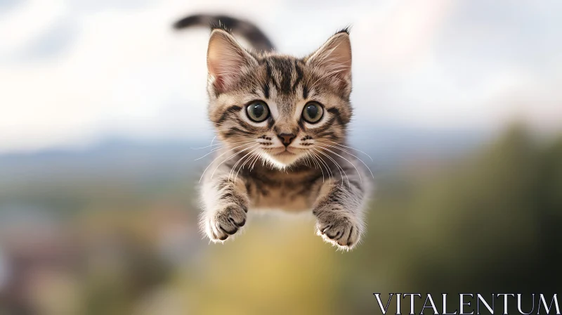 AI ART Playful Kitten Mid-Jump