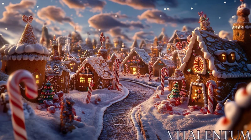 Whimsical Holiday Gingerbread Village AI Image