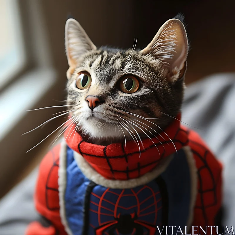 AI ART Curious Cat in Spider-Man Outfit