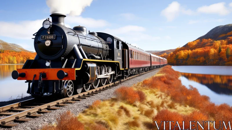Captivating Steam Train Journey in Autumn Landscape AI Image