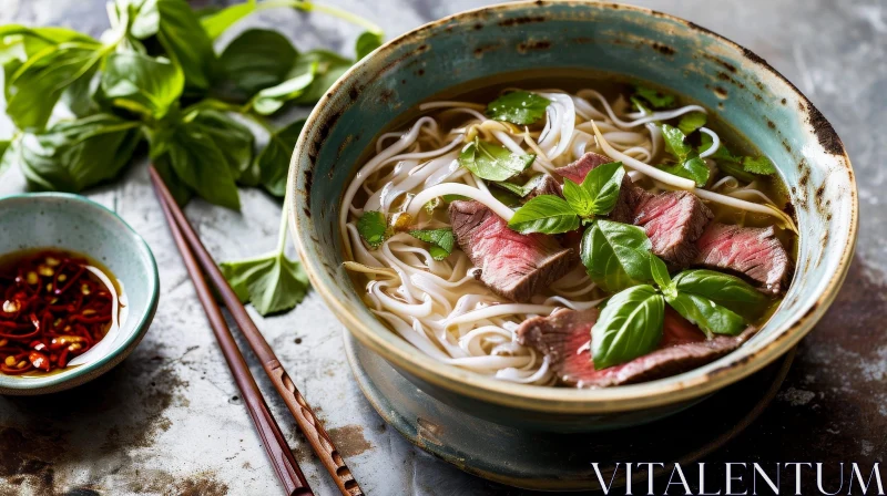 Delicious Bowl of Pho - Traditional Vietnamese Noodle Soup AI Image