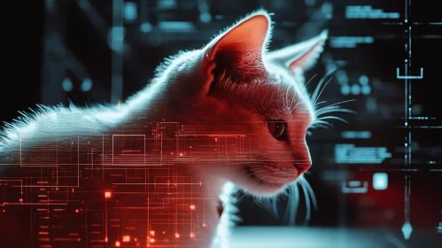 Cyber Cat in Neon Lights