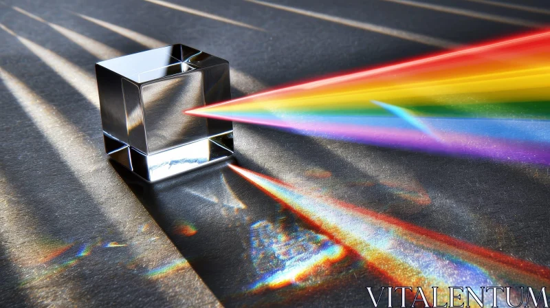 Glass Prism Refracting Rainbow Light AI Image