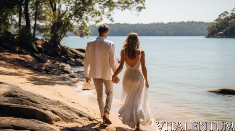 AI ART Romantic Wedding Moment on Lakeshore - Australian Tonalism