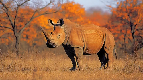 Autumn Rhinoceros in the Wild