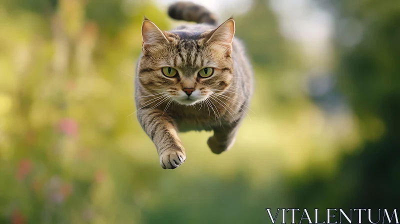 AI ART Dynamic Shot of a Jumping Tabby Cat