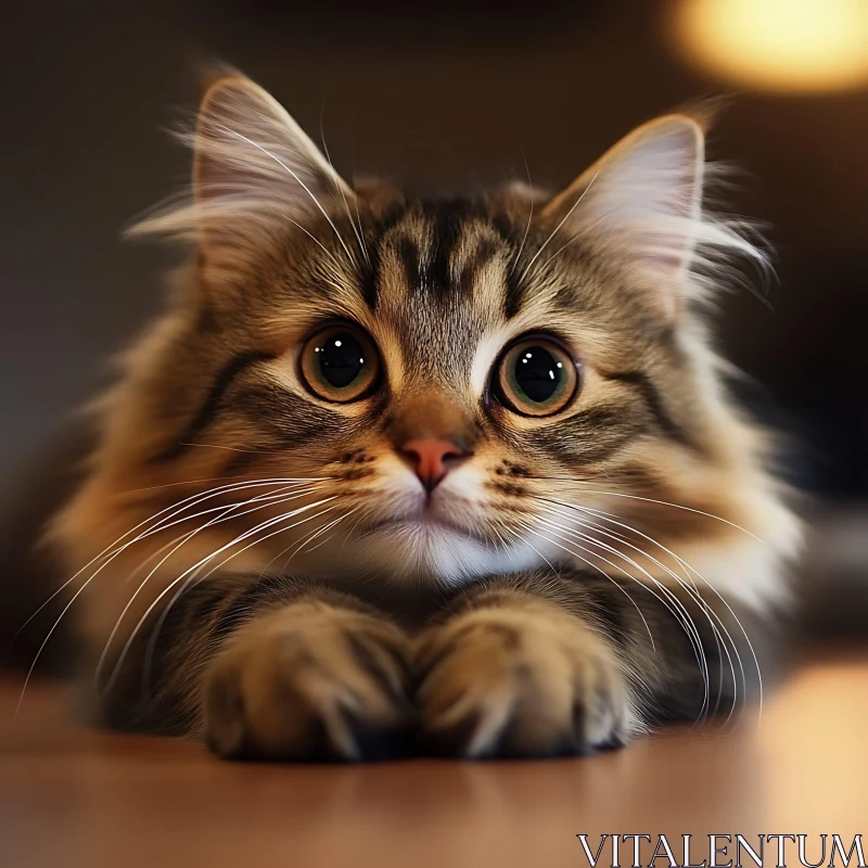 Cute Feline with Prominent Whiskers AI Image