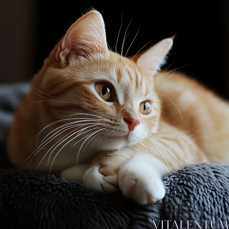 Tranquil Ginger Cat with Amber Eyes AI Image