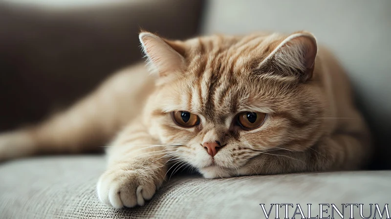 Close-Up of a Relaxed Ginger Cat AI Image