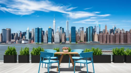 A Captivating View of New York City from a Balcony - Bryce 3D Art