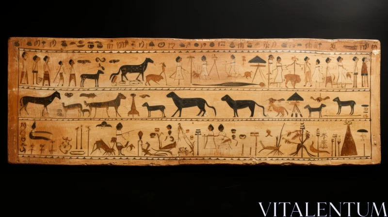 Ancient Egyptian Wooden Panel - Iniuia's Tomb Art AI Image