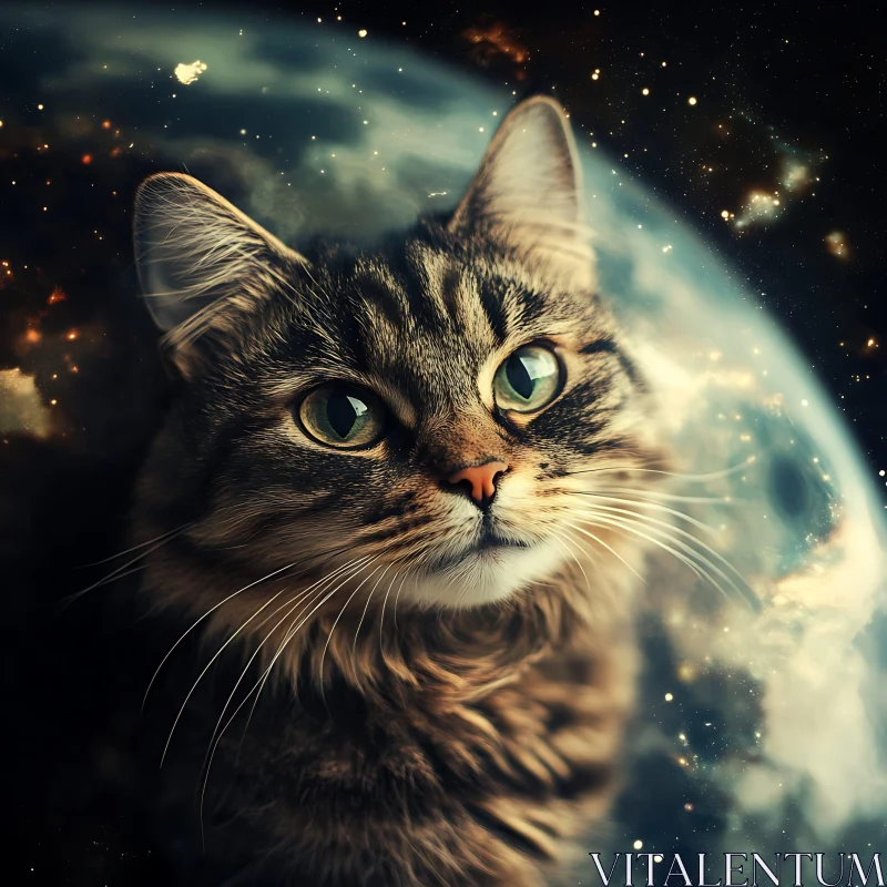 Galactic Feline Fantasy AI Image