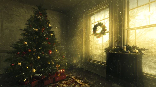 Festively Decorated Room for Christmas