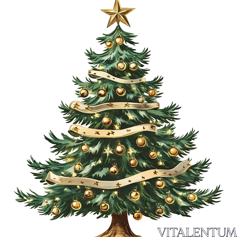 Festively Decorated Christmas Tree AI Image