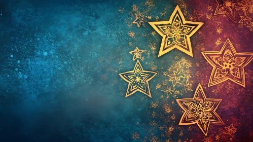 Gold Patterned Stars on Textured Background