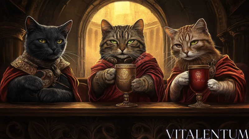 Noble Cats in Medieval Attire AI Image