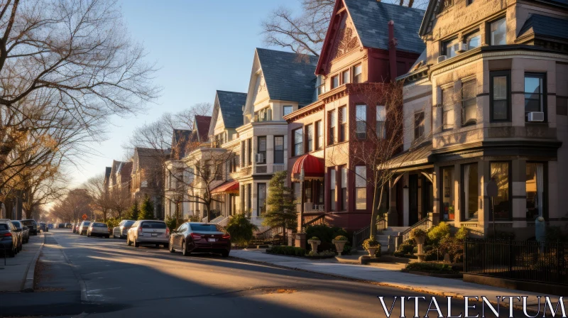 Charming Residential Neighborhood with Iconic Houses AI Image