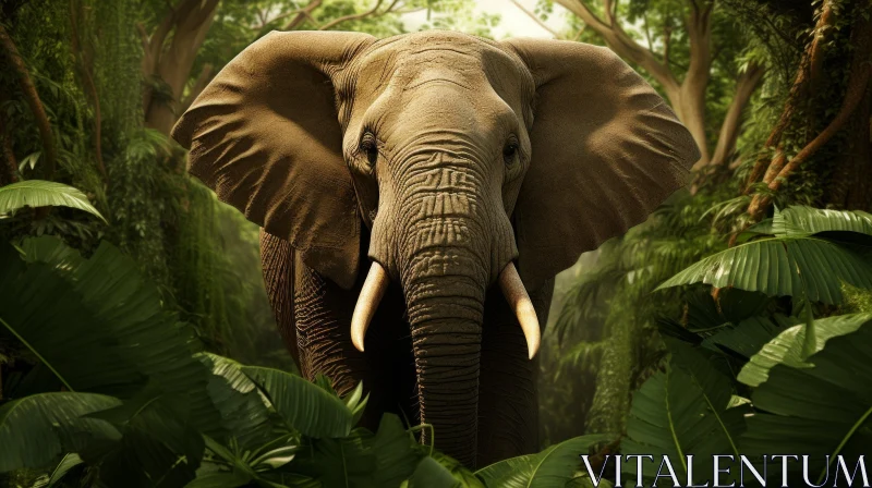 Realistic Elephant in Forest | Hyper-Detailed Rendering AI Image