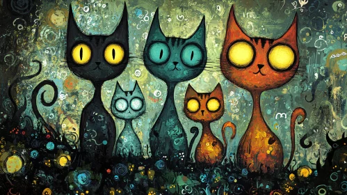 Enchanting Feline Art with Glowing Eyes