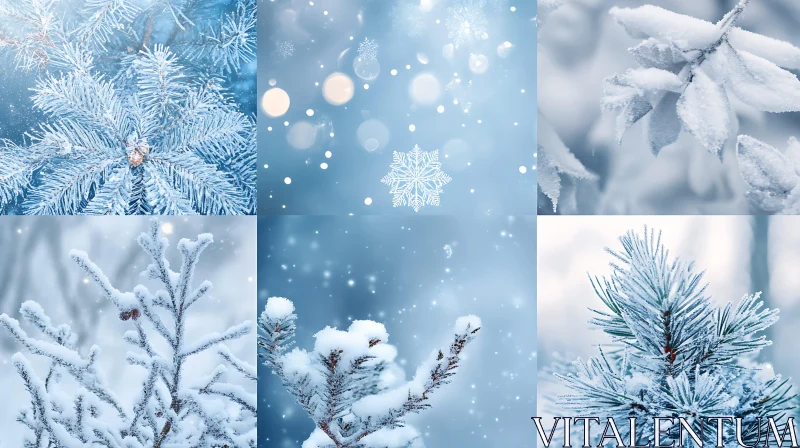 AI ART Serene Snowy Winter Nature Collage