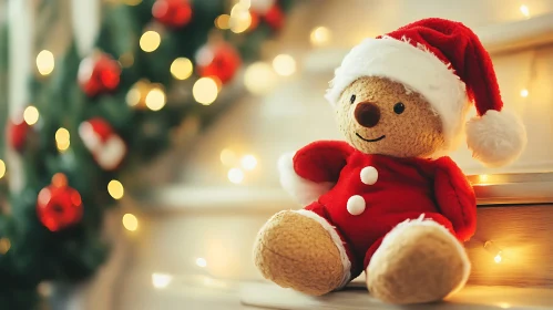 Holiday Teddy Bear in Santa Suit