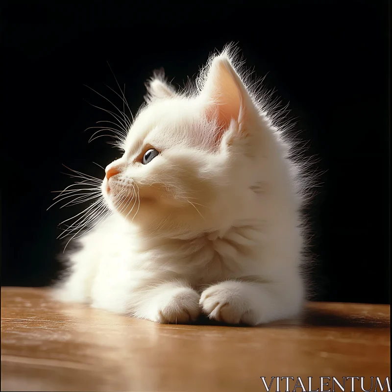 Charming White Kitten with Blue Eyes AI Image