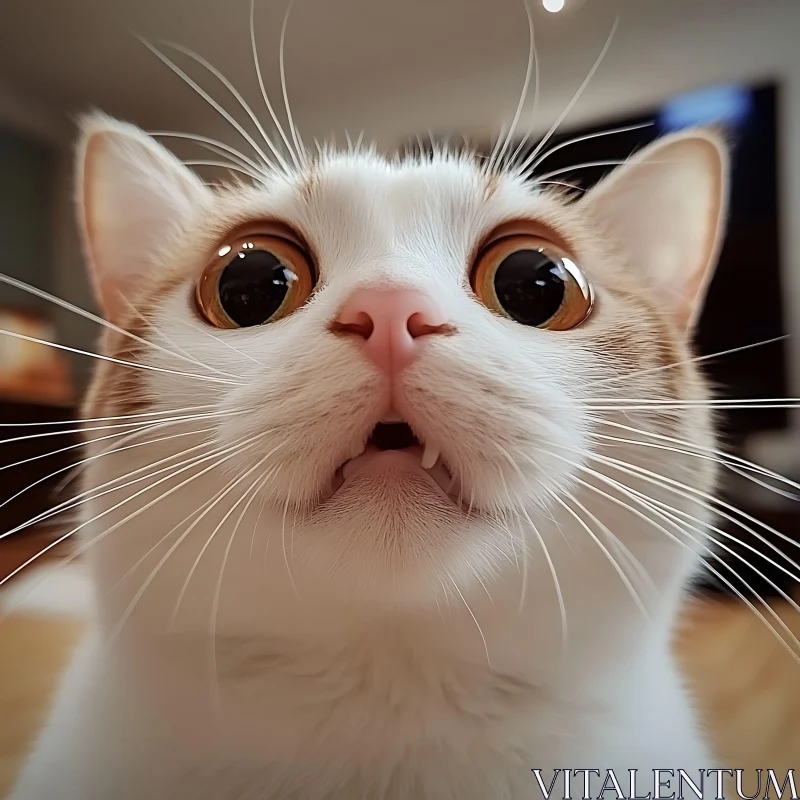 Adorable Cat with Wide Eyes and Open Mouth AI Image