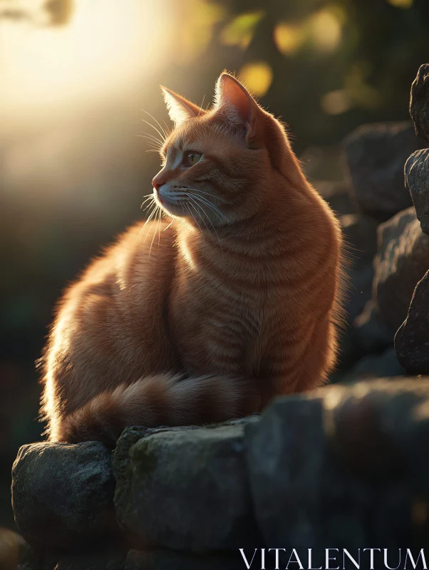 Graceful Orange Cat in Sun AI Image