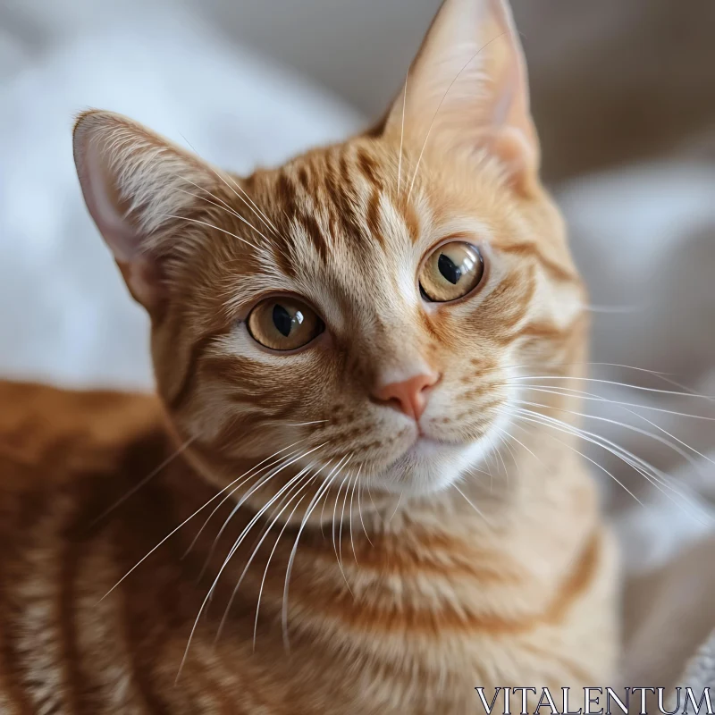 Close-Up of Cute Ginger Feline AI Image