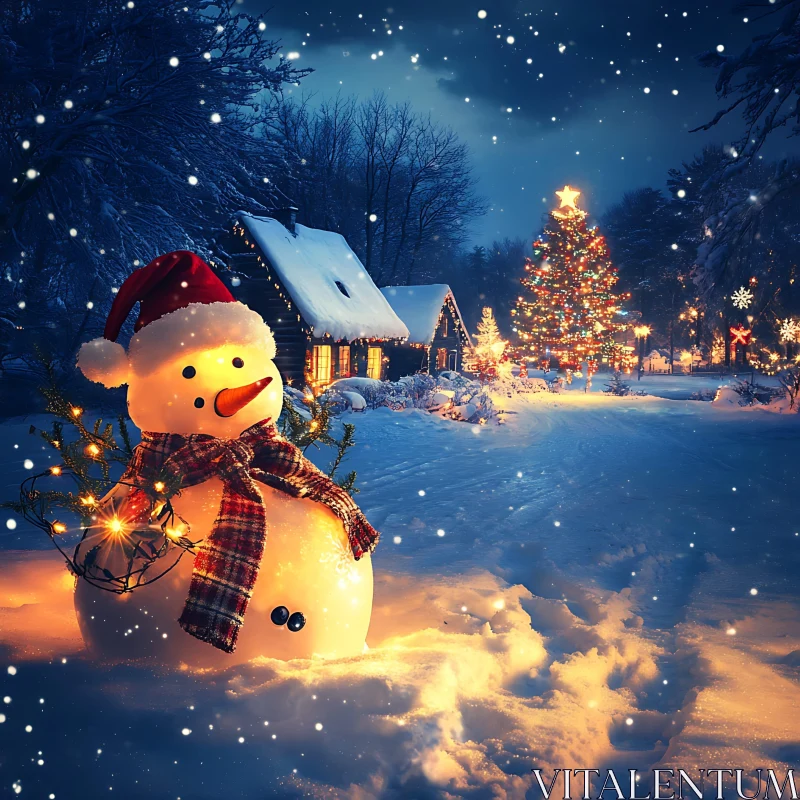 Christmas Snowman and Holiday Decor AI Image