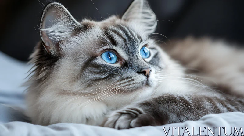 Detailed Image of a Cat with Blue Eyes AI Image